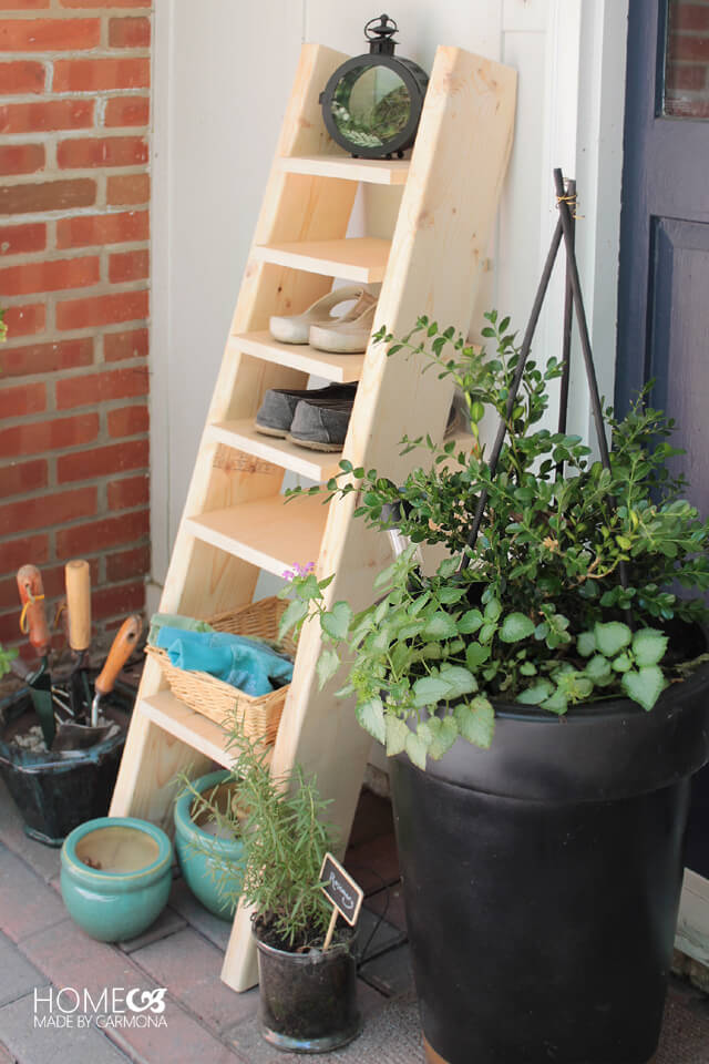 DIY Ladder Shoe Shelf