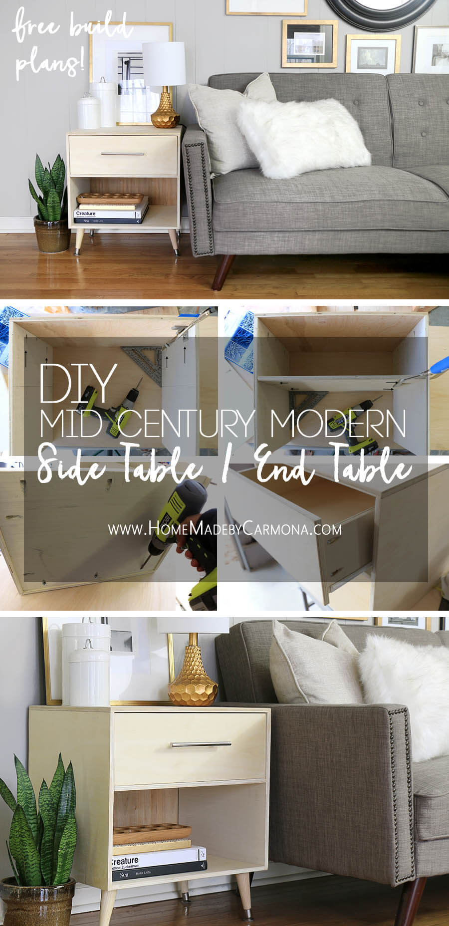 DIY Mid-Century Modern Side Table - Home Made by Carmona