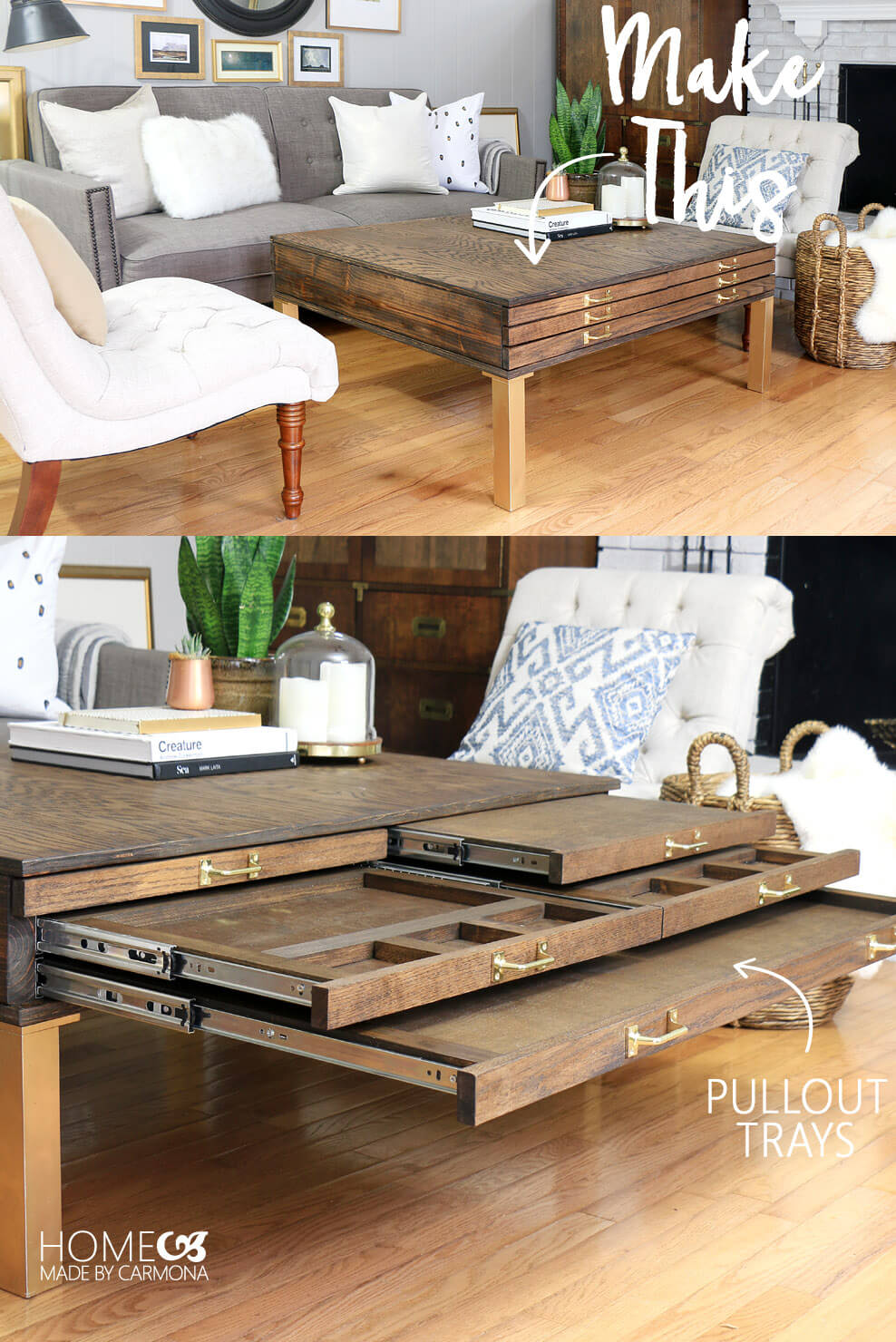 Coffee Tables Diy - 15 DIY Coffee Tables from the Rustic to the Minimal / Old windows transformed into a beautiful coffee table.