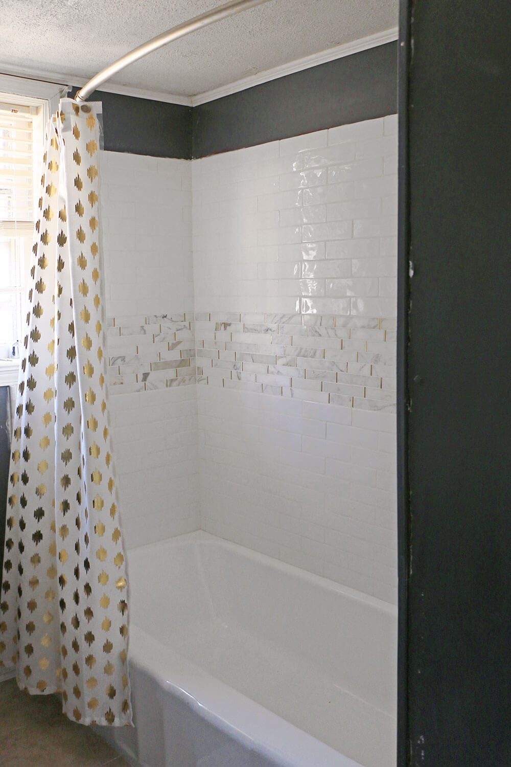 Tiled shower and tub