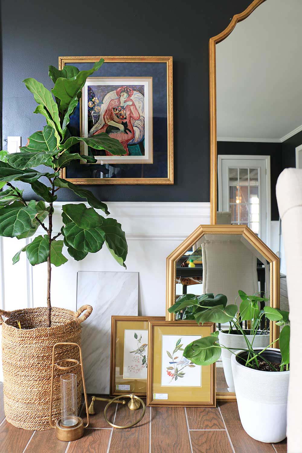 Picture-frame-mirror-and-plants